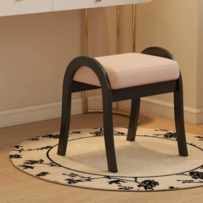 Cream Vanity Stool Solid Wood Creative Soft Covering Vanity Stool Entrance Durable Home Furniture Sgabello Per Trucco ZY40HZD
