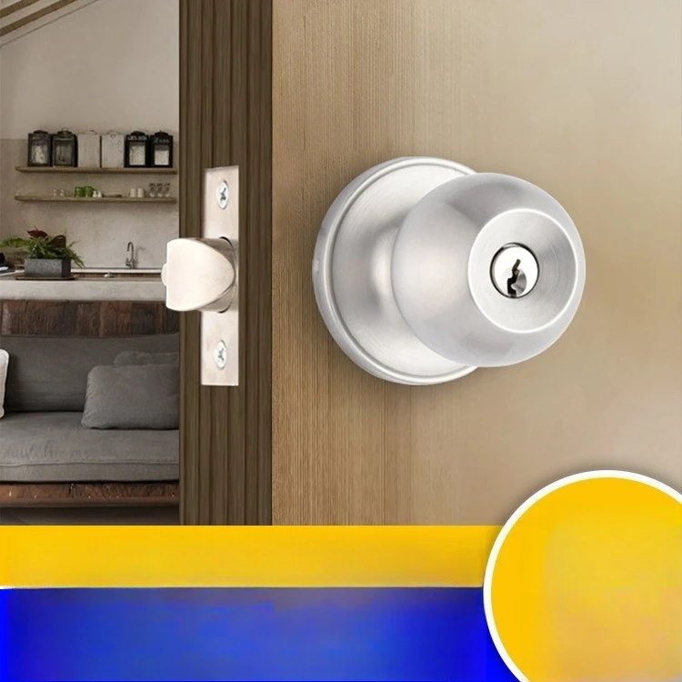 

Stainless Steel Door Lock 607SS-ET 3 Lever Bathroom Ball Lock for Wooden Door Passage