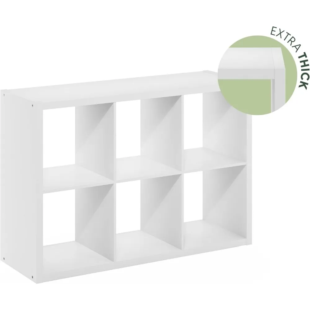 منظم تخزين أبيض مفتوح الظهر مكون من 6 مكعبات للمكعبات المزخرفة