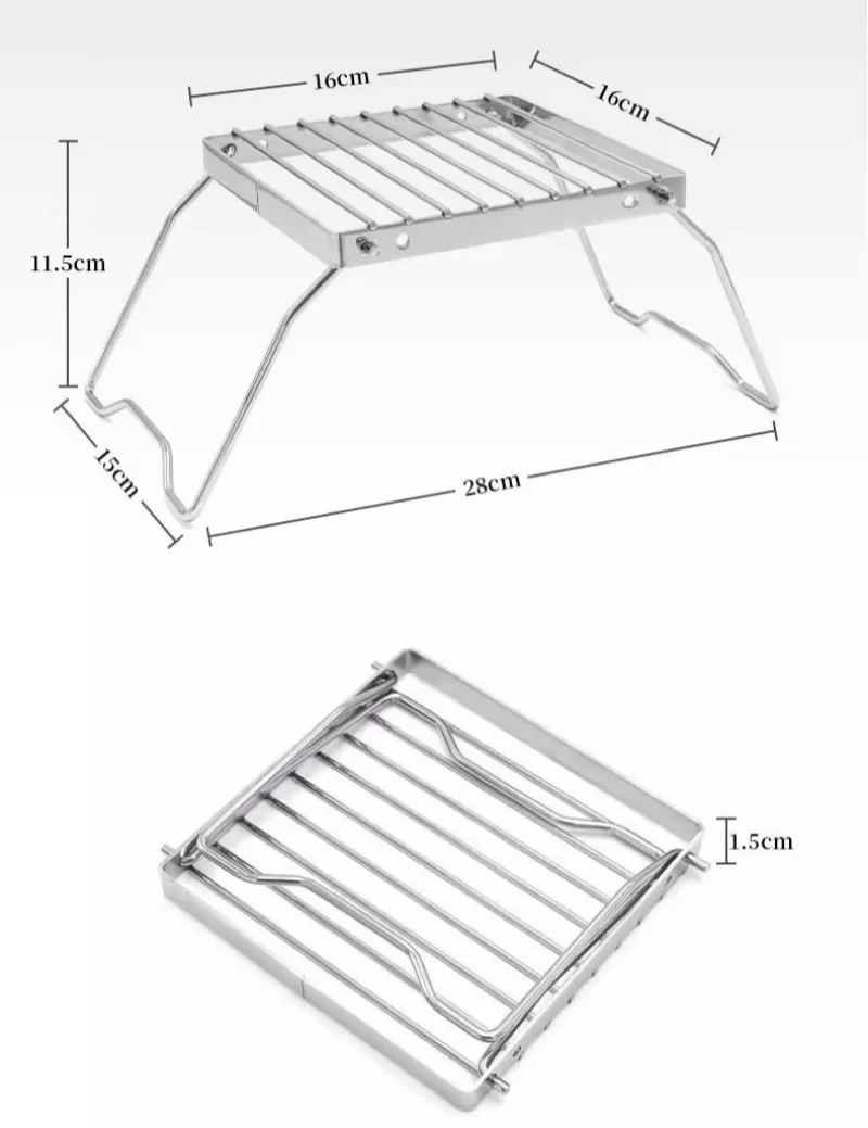 Outdoor Edelstahl Camping Herd Halter Tragbare Falten Mini Grill Rack Topf Halter Backen Stehen Tablett Camping Kochgeschirr – Detail 1
