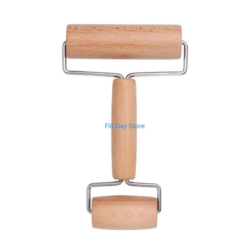F92C Ergonomic Wooden Rolling Pin For Baking Enthusiasts Beechwood Pastry Roller Dough Flattener Practical Kitchen Tool
