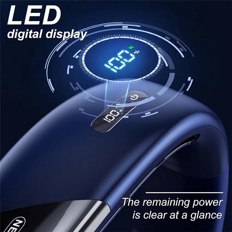 

ABVT-Mute Portable USB Neck Fan 4000Mah Bladeless Cooling Neck Fan LED Digital Display 5Th Gear Wind Electric Fans