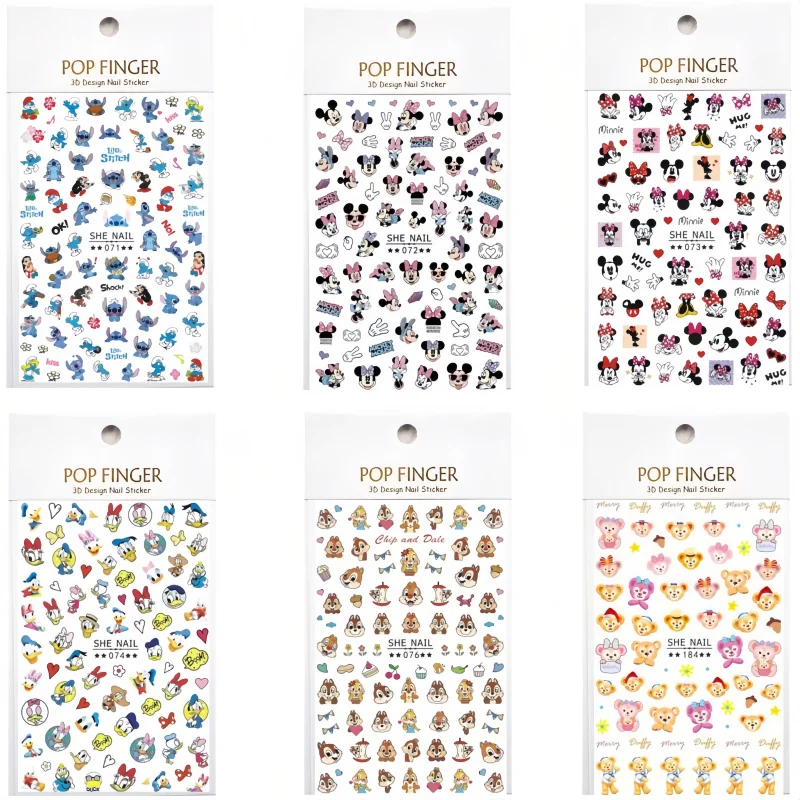 6 pçs disney etiqueta do prego dos desenhos animados mary gato o rei leão suprimentos de unhas decalque bonito mickey mouse adesivos para decoração de unhas