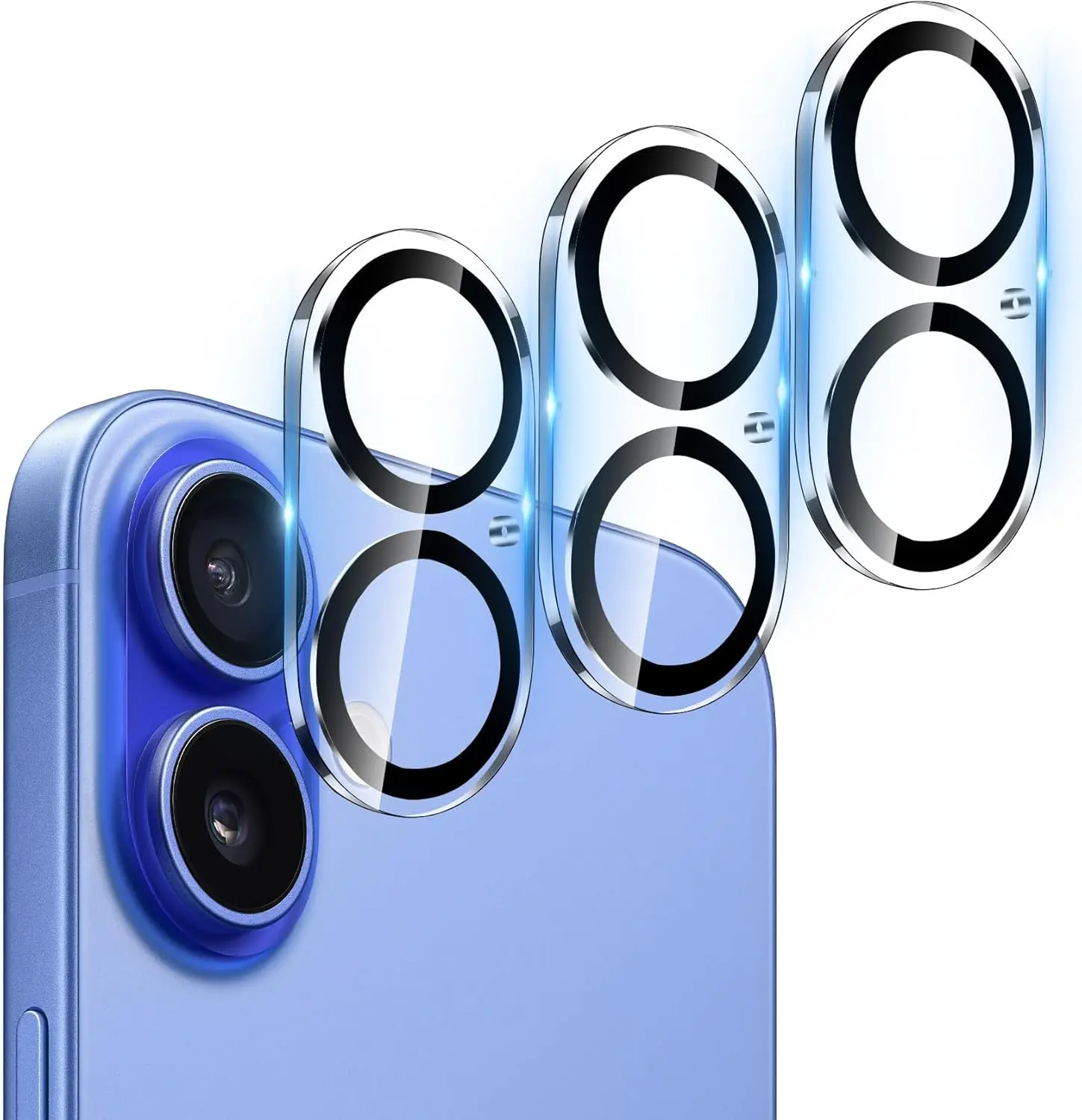 3pcs 3D 9H Tempered Glass Camera Lens Protector for IPhone 16 Promax 16 Plus 15 14 13 12 11 Full Clear Lens Protection Cover