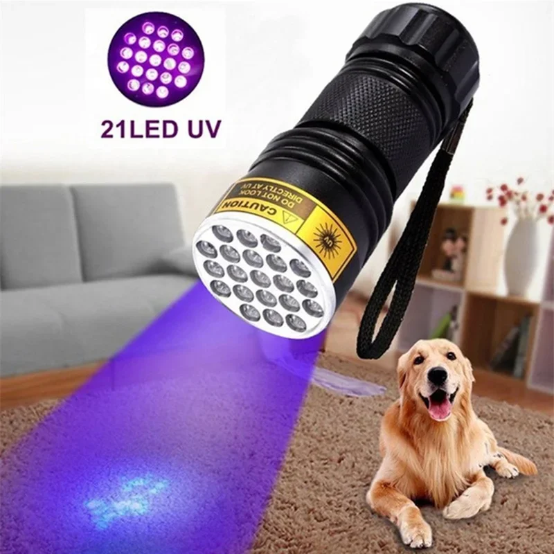 21 LED UV Ultraviolet Flashlight Blacklight 395NM Mini Torch Flash Lamp For Pet Urine Stains Black Portable Light Flashlights
