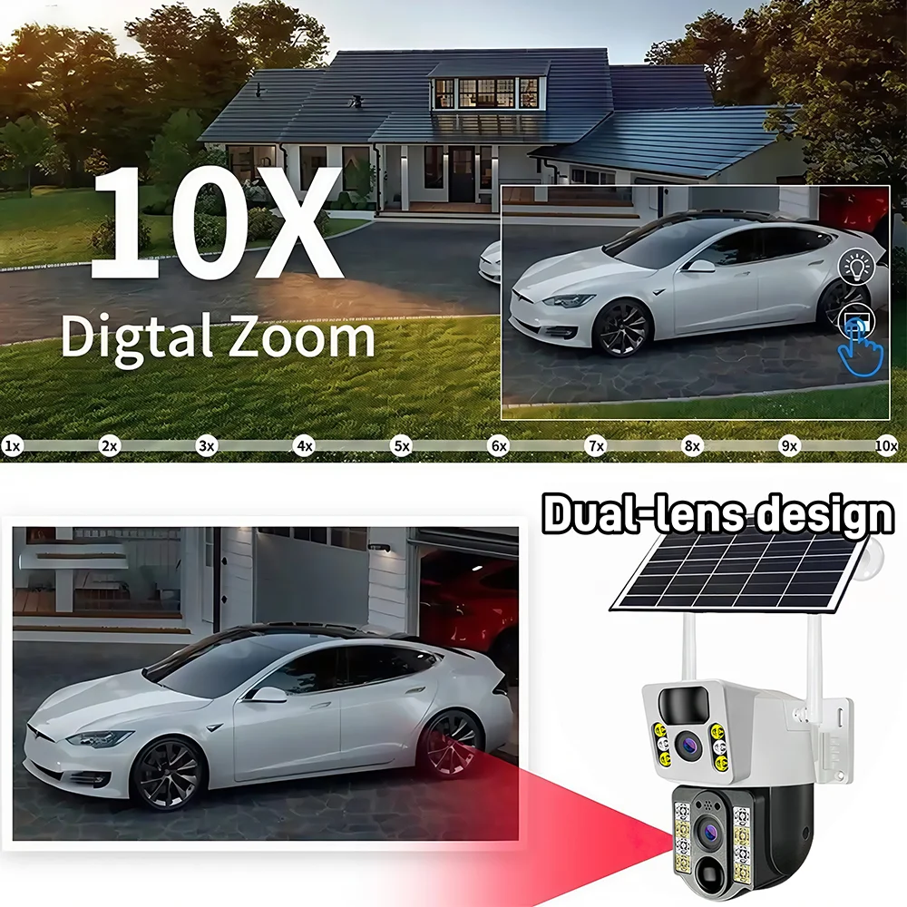 Telecamera di sicurezza domestica intelligente da 8 MP Telecamera solare HD Video sorveglianza CCTV 4G Rilevazione umana impermeabile Telecamere IP audio bidirezionali