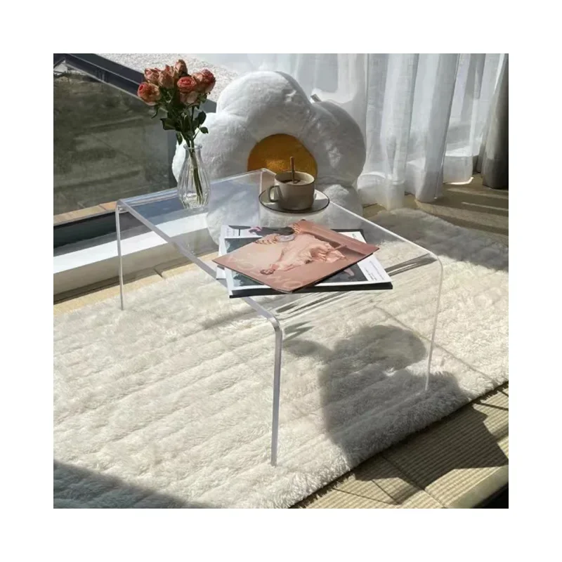 Acrylic European style tea edge table, sofa, mobile edge table, simple and integrated U-shaped floating window tea table,