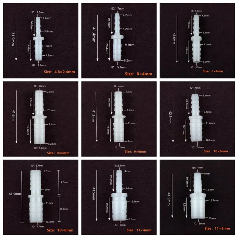 水族館用エアポンプアダプター,プラスチック製ガーデン灌漑ホースジョイント,2.4〜9mm, 3〜50個