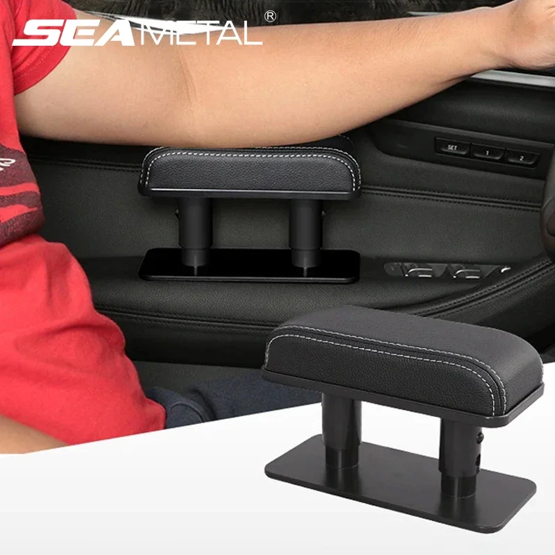 SEAMETAL – coussin d'accoudoir de porte de voiture, hauteur réglable, coussin de Support de coude, tapis de protection intérieur universels en cuir PU