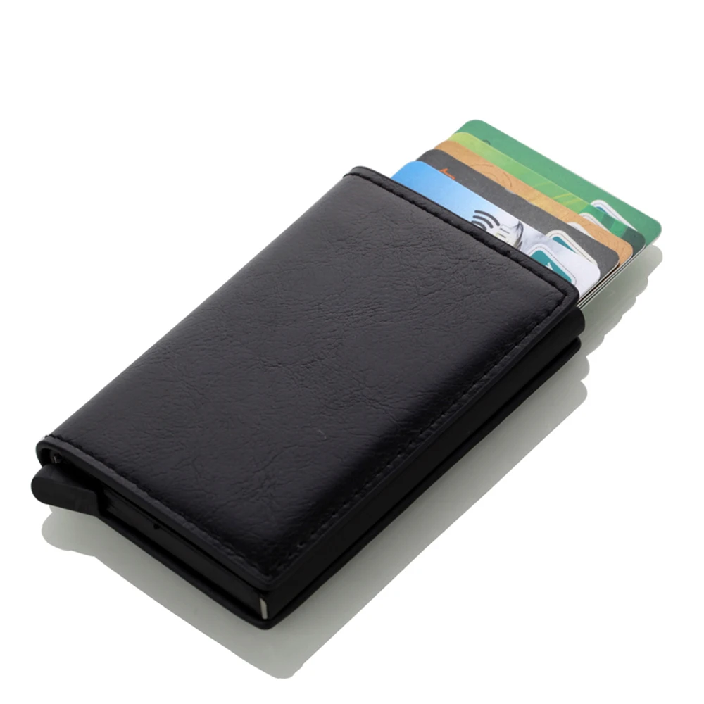 2022 ID Credit Card Holder Case Wallets Men Brand Design Anti Rfid Blocking Magic Leather Slim Purse Mini Money Bag