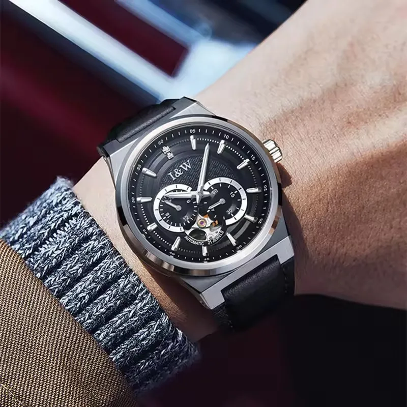 IW كرنفال الساعات الفاخرة للرجال FashionSimple مضيئة الياقوت مرآة الحركة التلقائية مقاوم للماء ساعات المعصم الميكانيكية #6