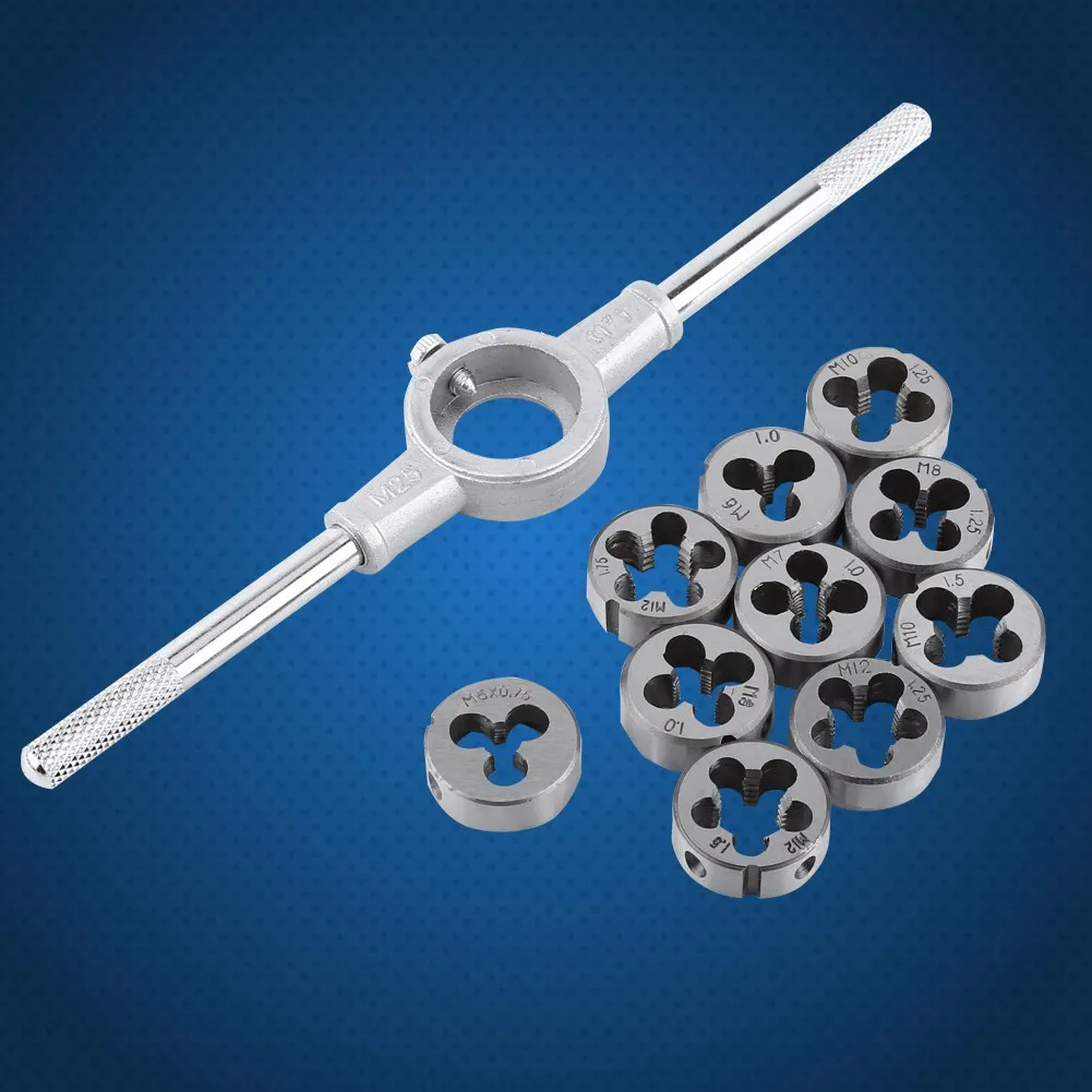 Kit di utensili manuali per maschiatura per taglio filettatura esterna da 11 pezzi/set