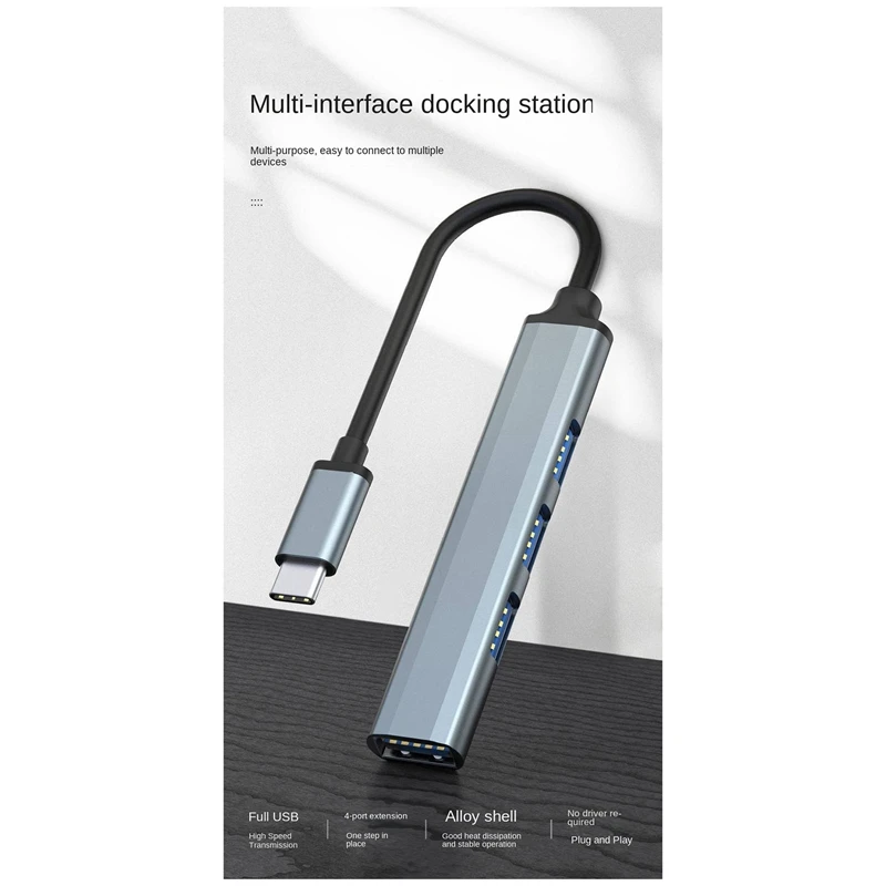 ●4 Ports USB Hub Splitter Multi Hub Type C to USB 3.0 Adapter USB Several Ports Power Adapter-ABFB