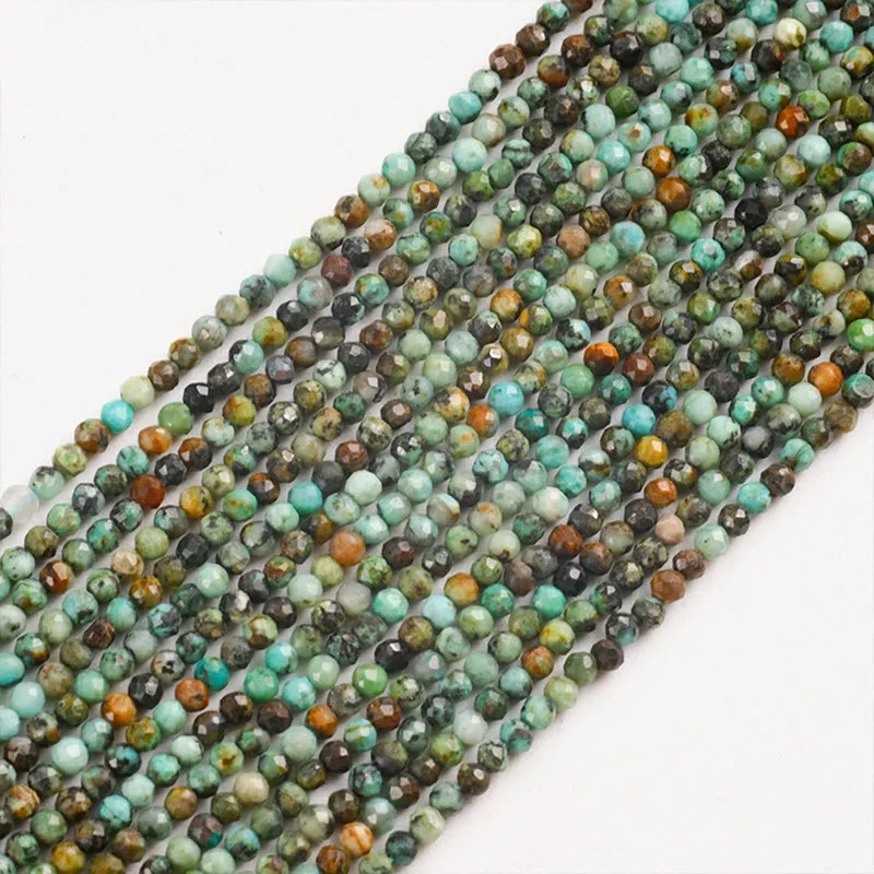 

Natural Stone Beads 2 3 4mm Faceted African Turquoise Gemstone Bead Loose Spacer Beads For Jewelry Making DIY Bracelet 15'' Inch