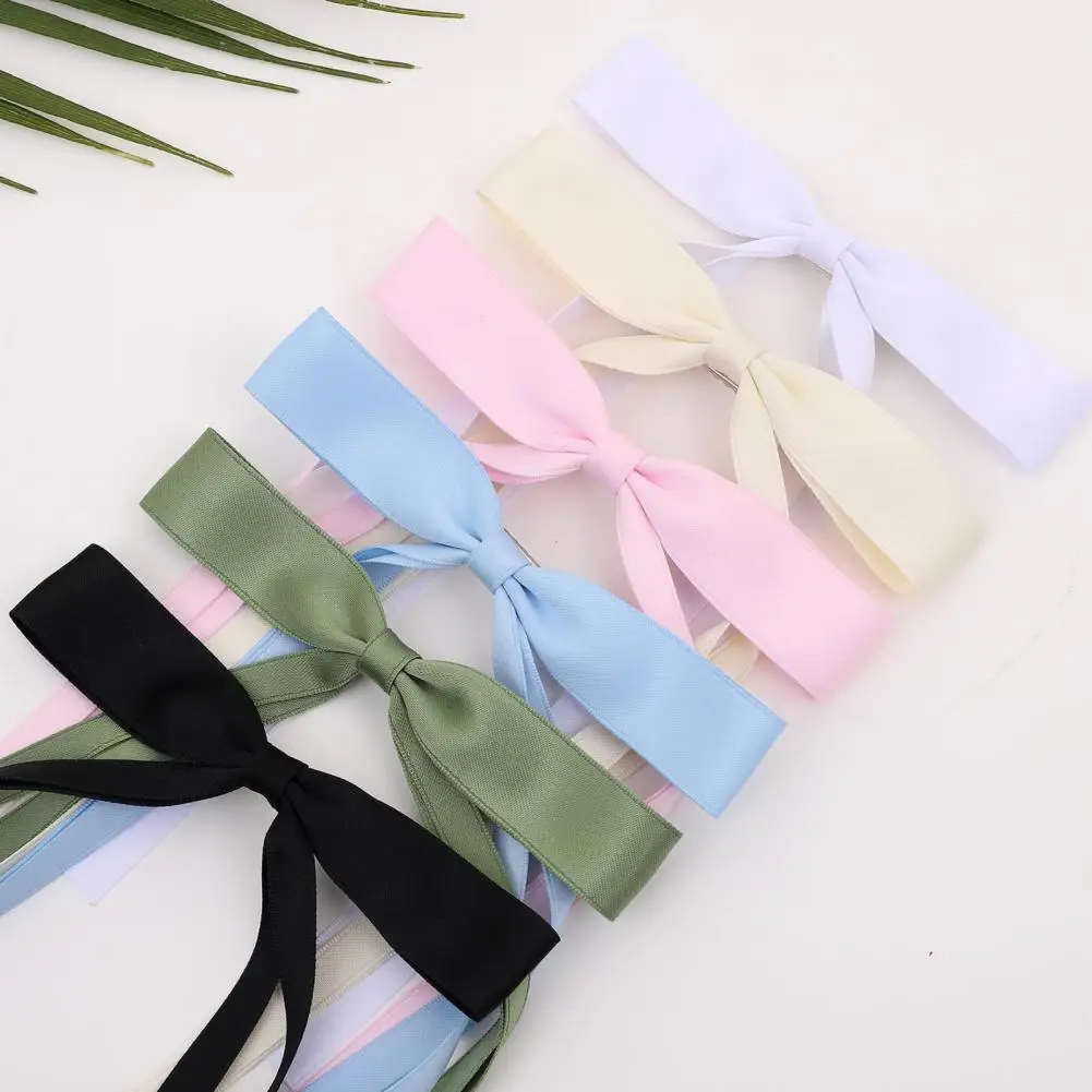 Women Hair Clip Bowknot Long Ribbon Decor Hair Barrette Various Colors Girl Bow  Pin Hair Accessories