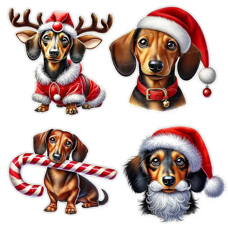 

Cute Christmas Dachshund Animal Car Sticker Waterproof Styling Automobiles Motorcycle Exterior Accessories Vinyl Decals SH864