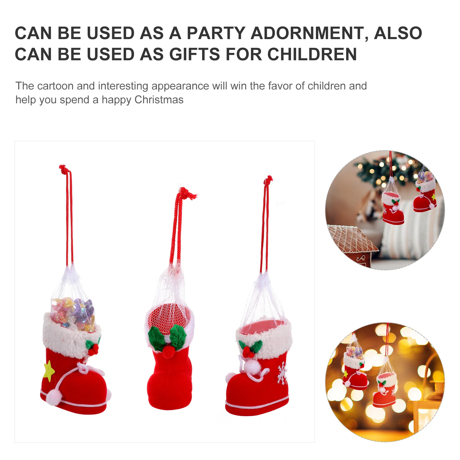 

6Pcs Christmas Candy Boots Gift Creative Holiday Party Decor Material Bright Colors Exquisite Appearance