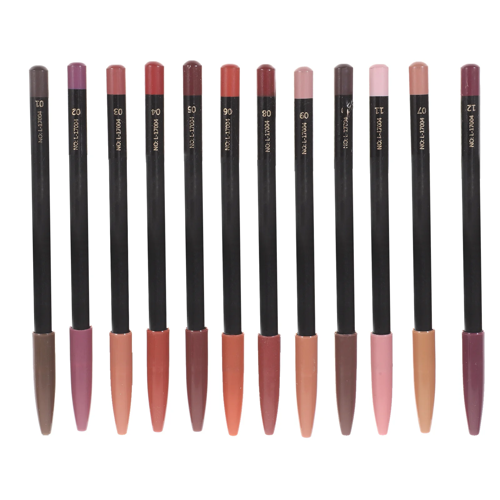 12 Stück wasserdichter Lipliner-Formstift, langlebig, wischfest, leicht färbend, Make-up-Stifte aus Holz