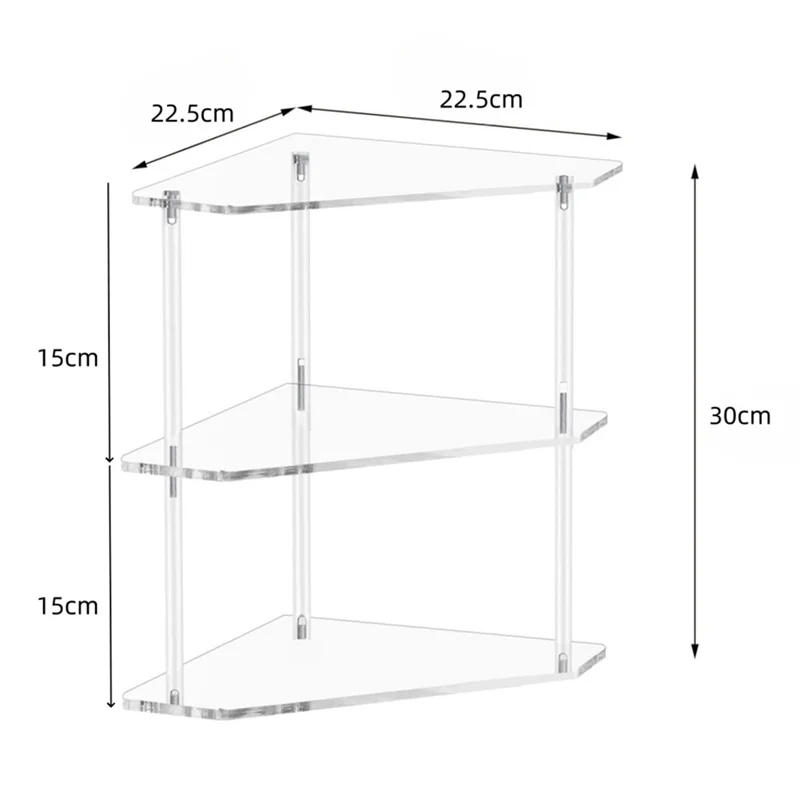 طاولة نهاية مثلثة أكريليك A36T - طاولة جانبية زاوية من 3 طبقات - طاولة زاوية صغيرة لغرفة المعيشة وغرفة النوم والحمام