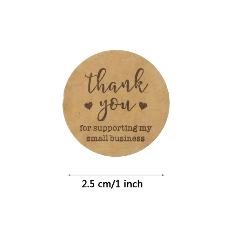 500pcs شكرًا لك على دعم عملي في Kraft ملصقات Seal Seal Scrapbooking Decoration مصنوعة يدويًا