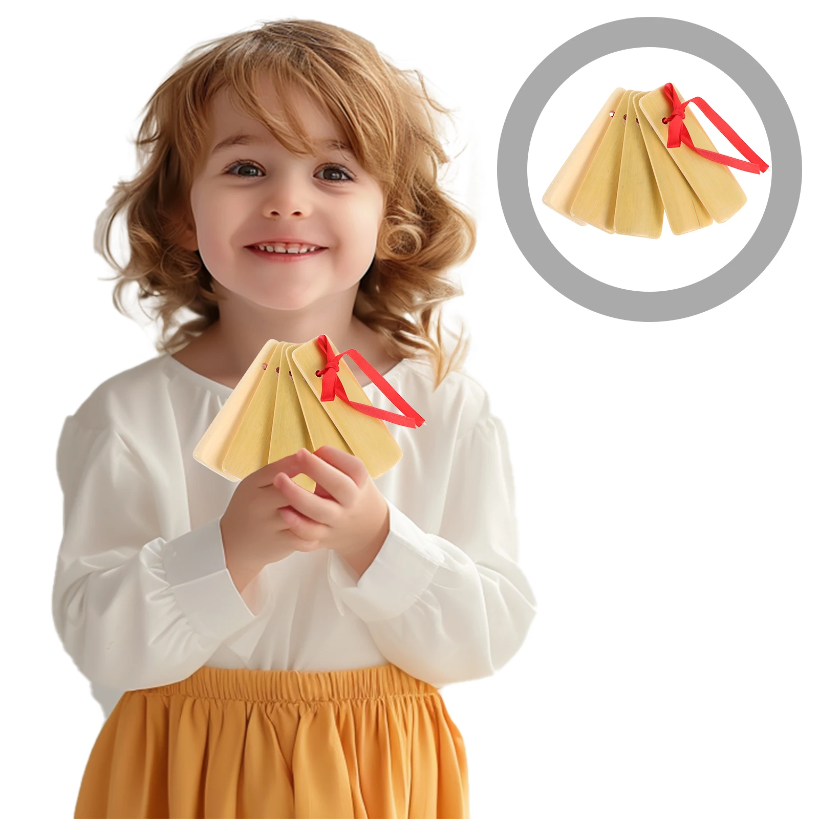 

5 Pcs Bamboo Board Castanets for Kids Kuaiban Music Band Percussion Wooden Musical Instrument