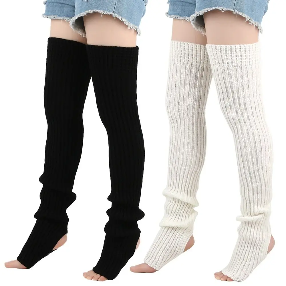 

Girl Accessories 80cm Leg Warmers Knitted Winter Warmth Loose Socks Solid Color Wool Material Boot Socks Gym Fitness
