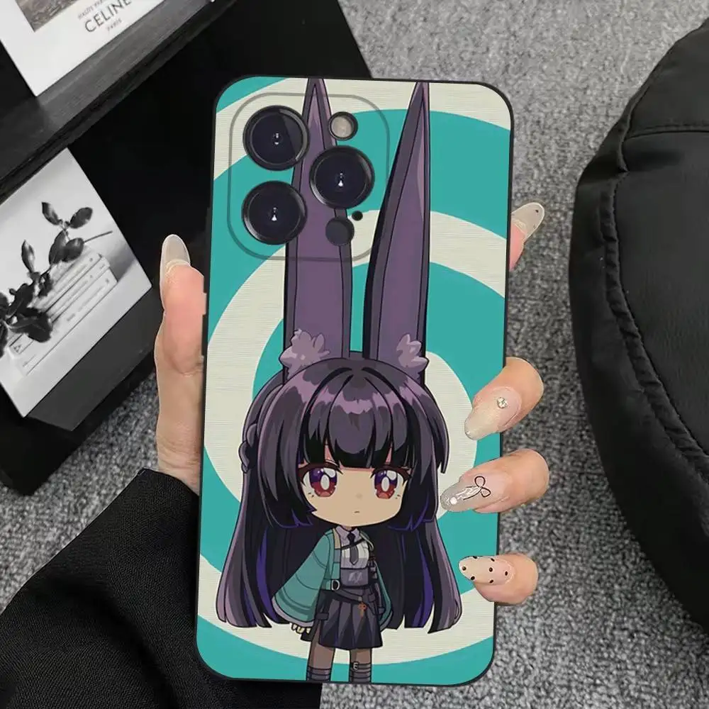 حافظة هاتف H-Hoshimi M-Miyabi ZZZ لهاتف iPhone 17,16,15,14,13,12,11,Plus,Pro Max,XS,X,XR,SE,Mini,8,7,غطاء أسود من السيليكون الناعم