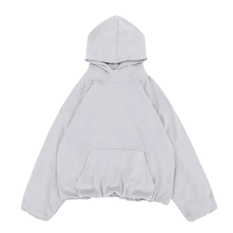 Double-collar hoodie with lantern sleeve profile