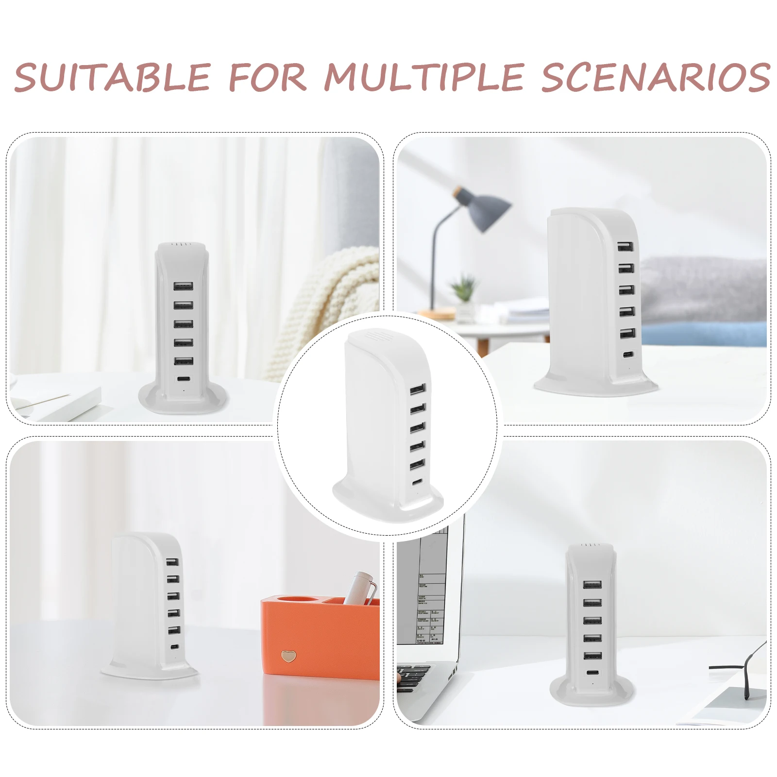 

5V Desktop Universal USB 5 Ports Power Adapter HUB Charging Slots Charge Voltage Travel LED Safety Rubber