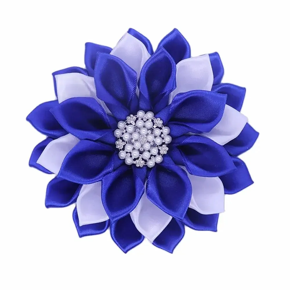 Blue White Group Silk Ribbon Petals Flower Brooch Soror Sign ZETA PHI BETA Pin Jewelry