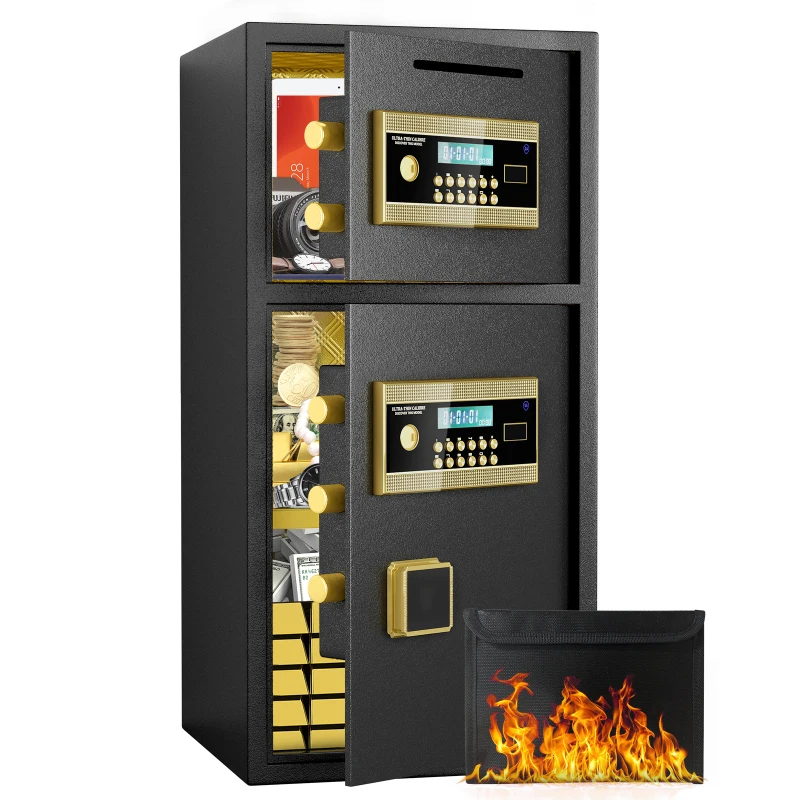 Large Double-door Coin-operated Safe,Digital Security Safe with Fireproof and Waterproof Bag,6.0 Cubic Feet Safe Box with Hid