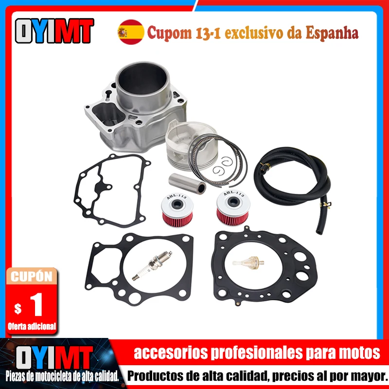 Bloque de cilindros de 86,5 mm, pistón, anillos, tubo de aceite, filtro de aceite y junta para Honda TRX420 Rancher 420 TRX 420 2007-2020