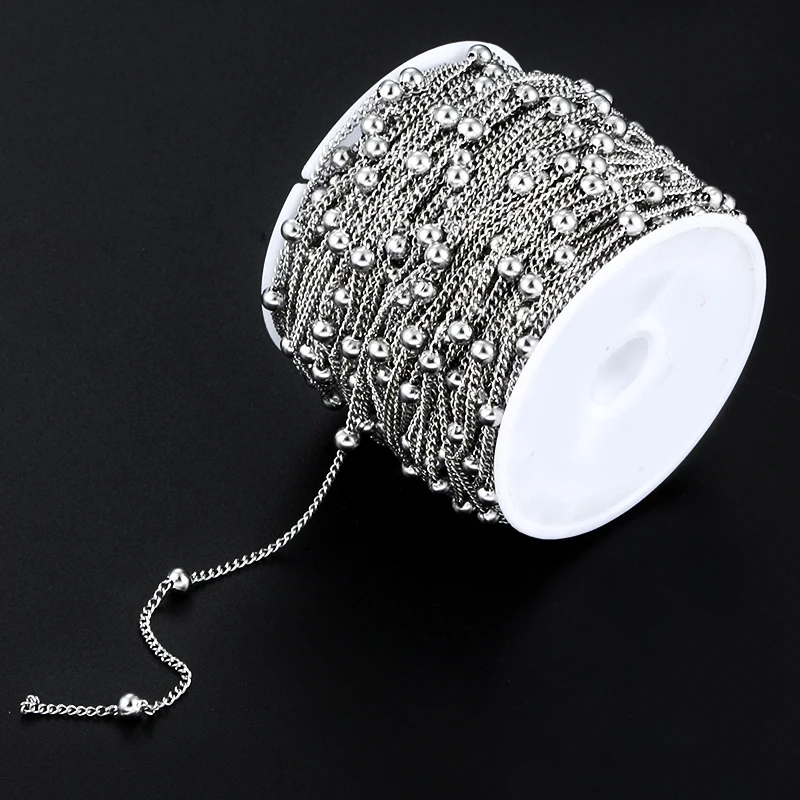 New Side Ball Bead Chains Aço Inoxidável Jewerly Fazendo Suprimentos Acceessorie DIY Colar Pulseira Tassel Fashin Ornamento Legal