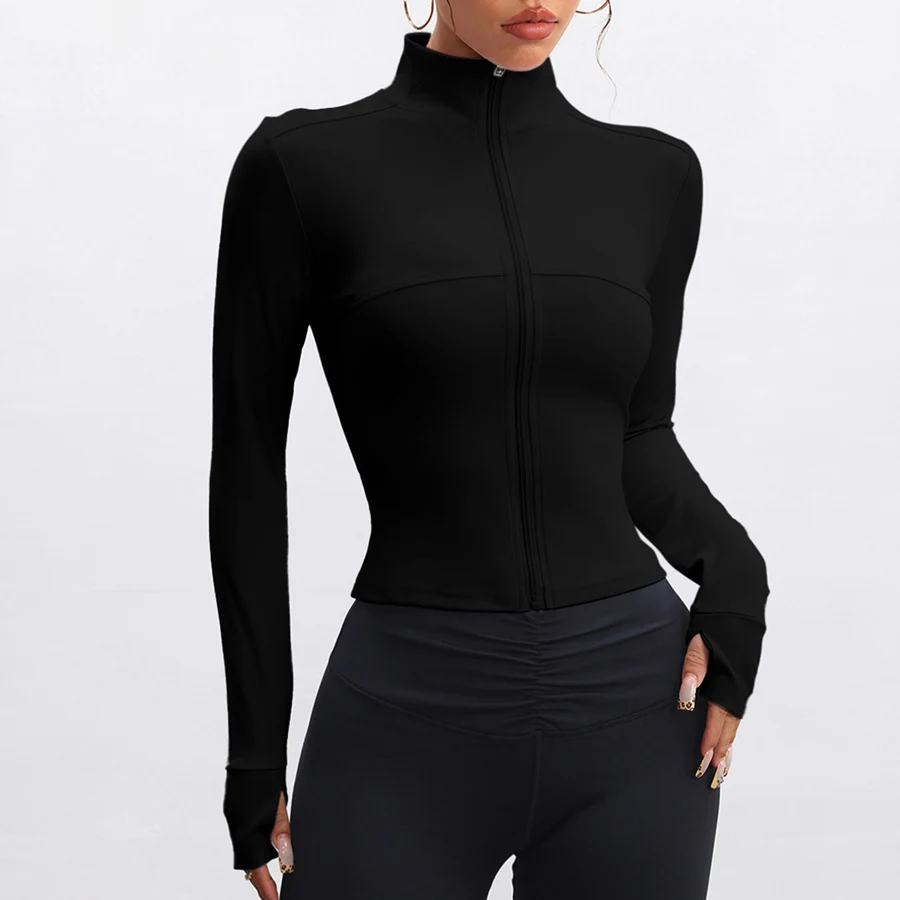 Seamless Sports Jacket Zippy Fitness Shirt Women Long Sleeve Yoga Tops Running Workout Gym Coat Fitness Clothing Activewear