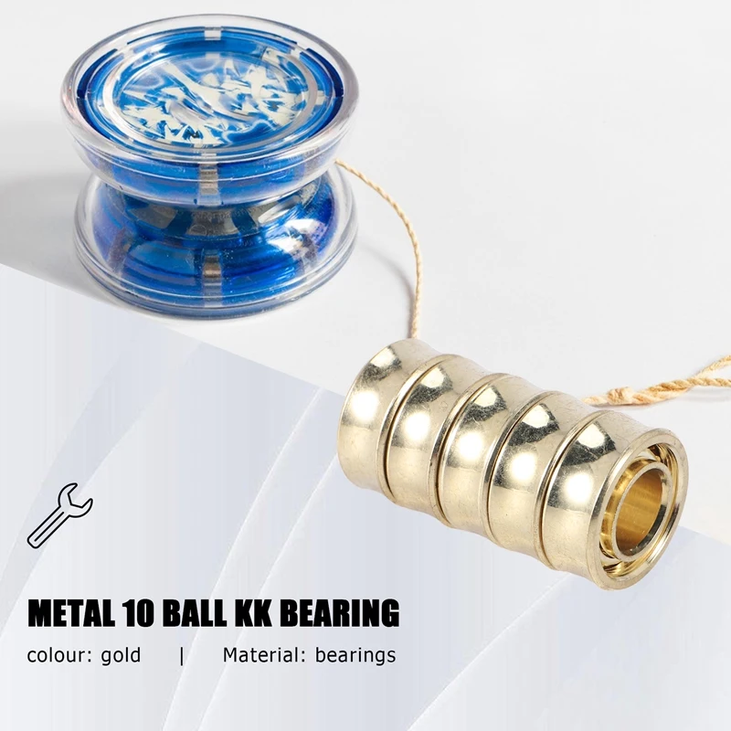 5Pcs Gold 10 Ball Kk Yoyo Bearing Professional Extra Long Sleep Idling YOYO Bearing Yo-Yo Bearings