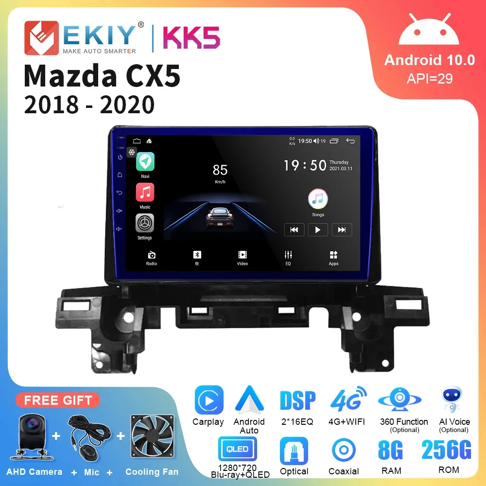 

EKIY KK5 QLED Car Radio Android 10 For Mazda CX5 2018 - 2020 AI Voice Multimedia Video Player Auto Navigation 2din DVD Head Unit