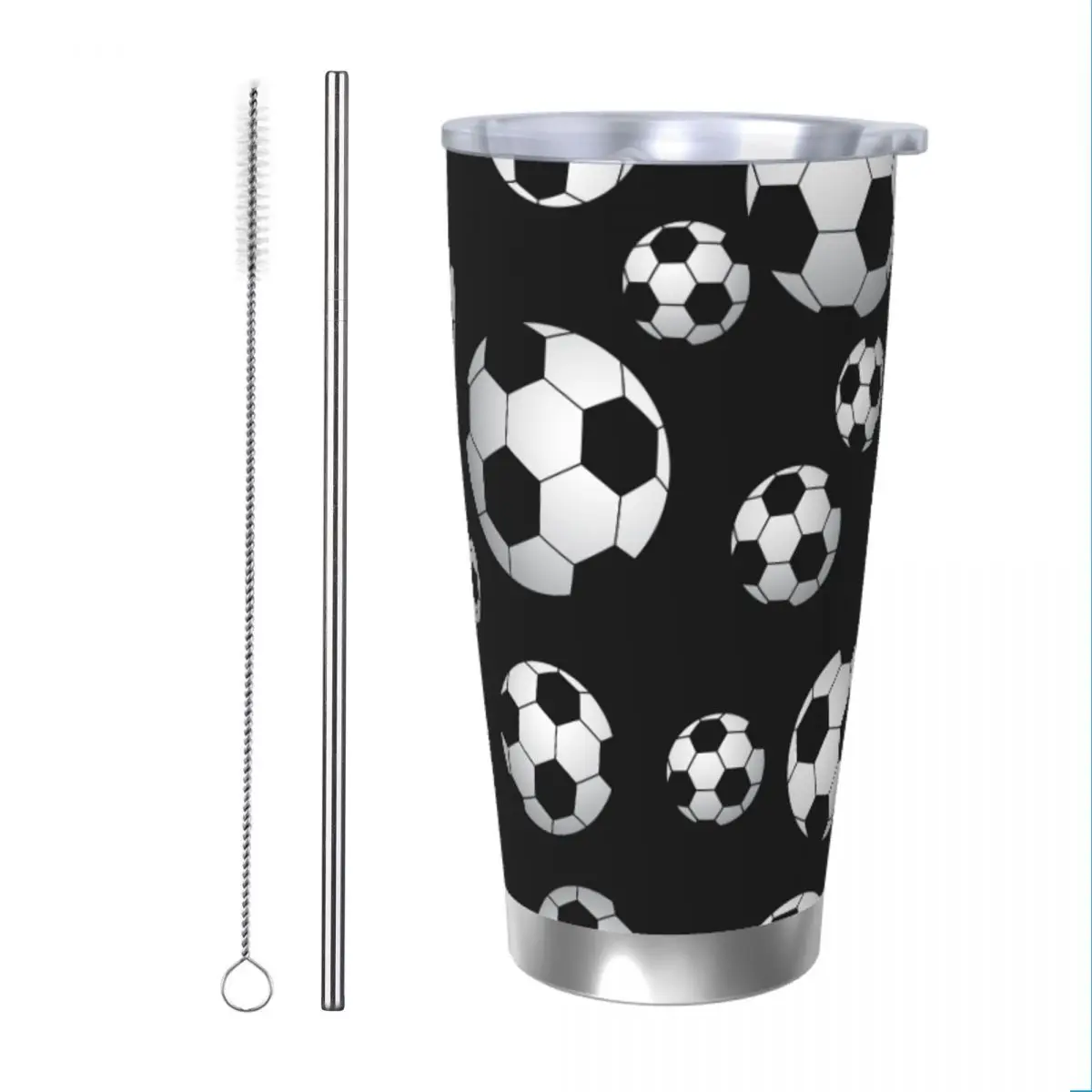 

Soccer Pattern Tumbler Vacuum Insulated Football Balls Sports Coffee Cups Vacuum Flask Smoothie Tea Mug Water Bottle, 20oz