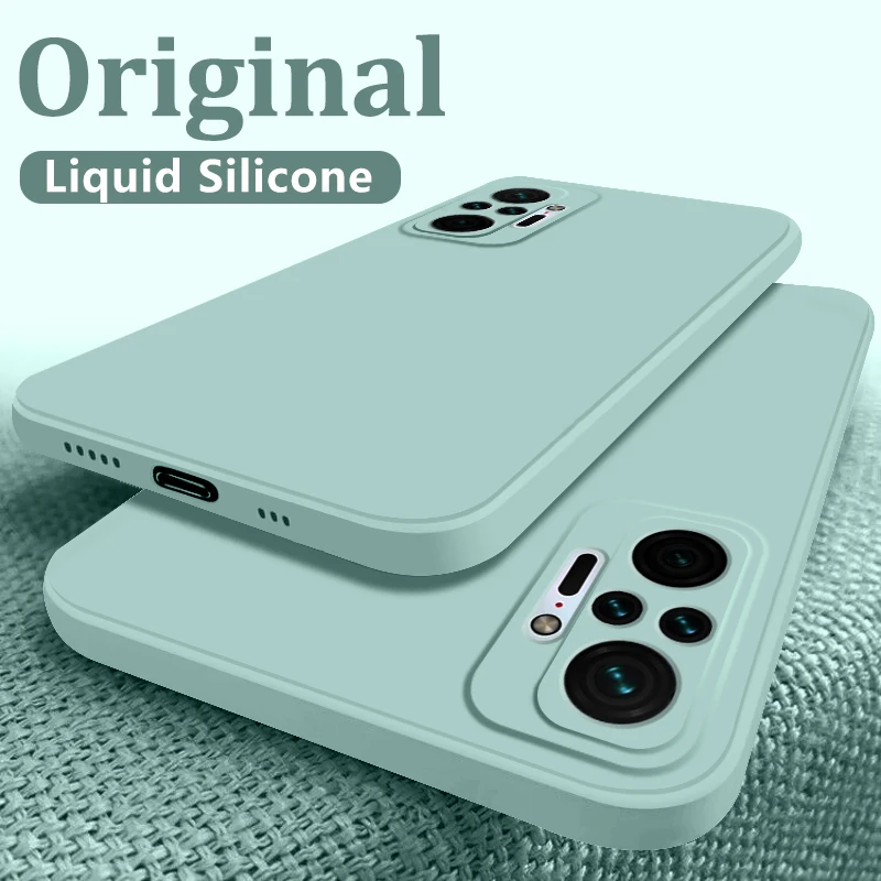 Original quadratische Flüssigsilikonhülle für Xiaomi Redmi Note 10 Pro Max Cover Redmi 10 Redmi Note 10 10s Note 10 Pro 4G Hülle – Detail 1