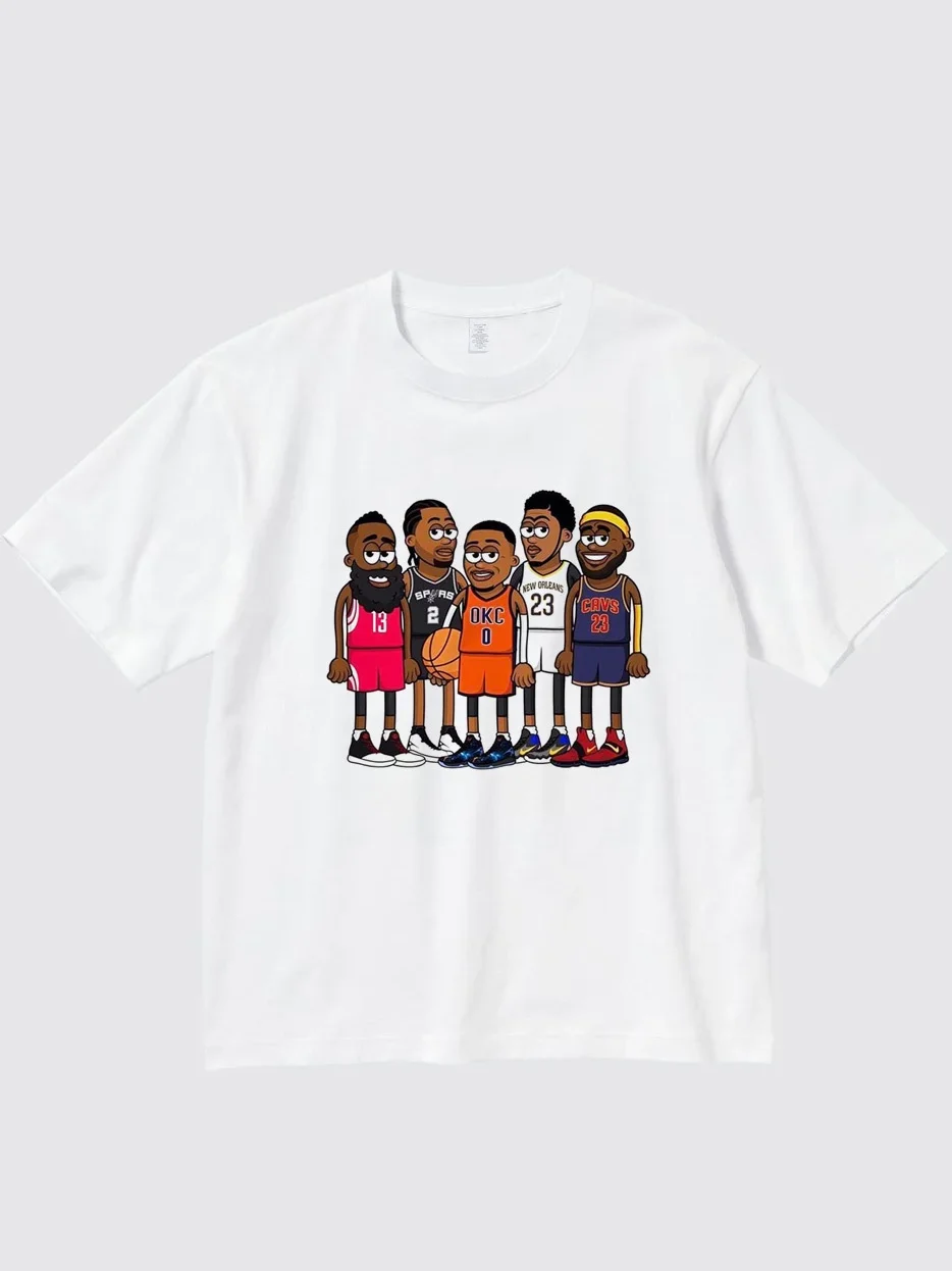 Summer Basketball T-Shirt for Kids New Q-Style Short-Sleeved Featuring James Harden And Russell Westbrook Kids' Apparel