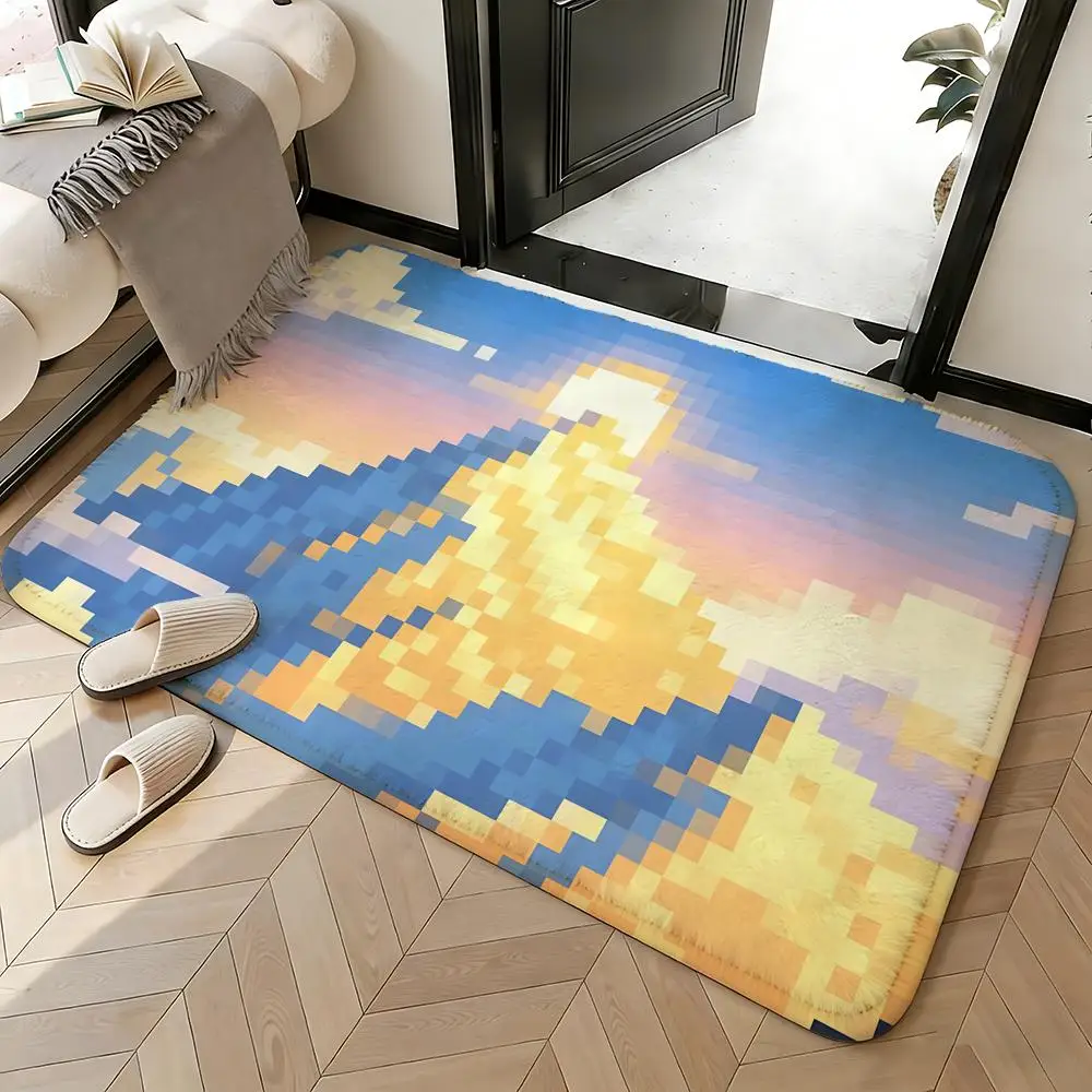 Soft Absorbent Non-Slip Rug Art Pixel Block Floor Mat Home Decor Doormat Bedroom Floor Mat Shower Carpet