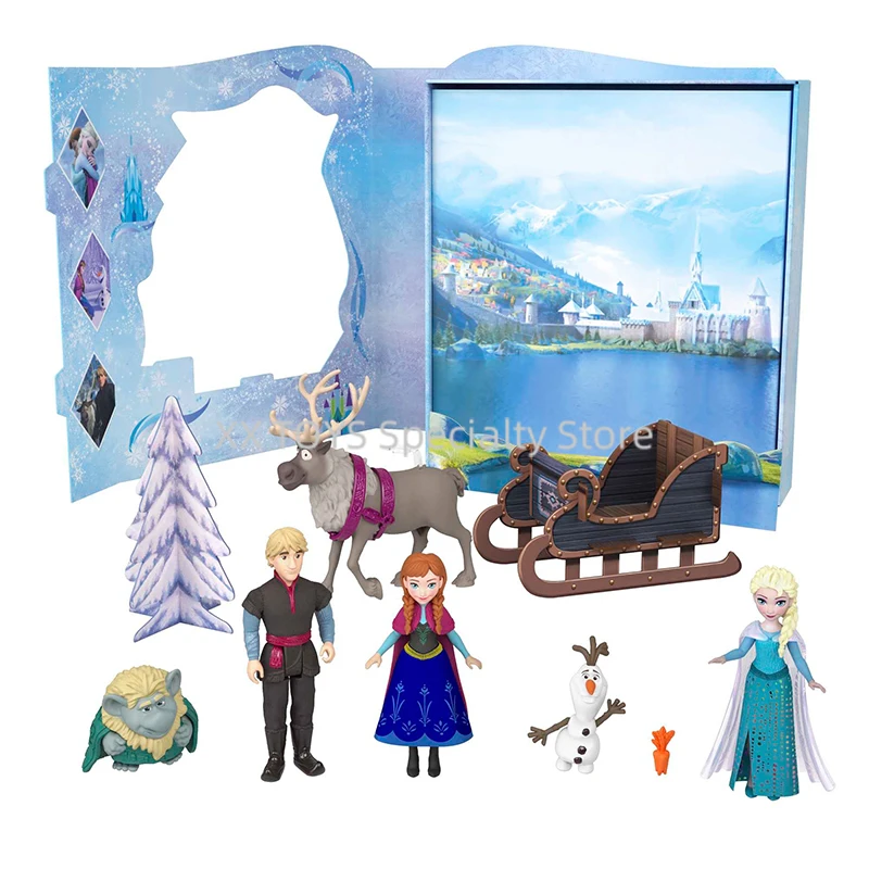 Disney Frozen Doll Story Set 6-Pack Figures Classic Storybook Set Elsa Anna Kristoff Olaf Mini Figure Girl's Birthday Gift Set