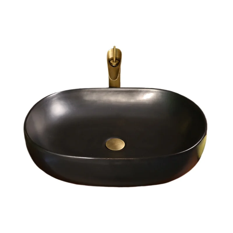 

Простой светло-голубой художественный стол, овальный керамический умывальник, высокотемпературный умывальник для ванной комнаты