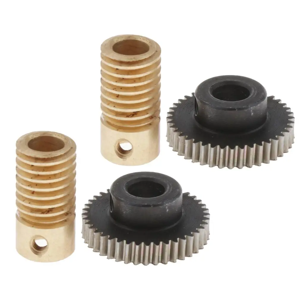 4Pcs 0.5 Modulus Worm Wheel & Gear Shaft Hole 6mm 1:40 Reduction Ratio