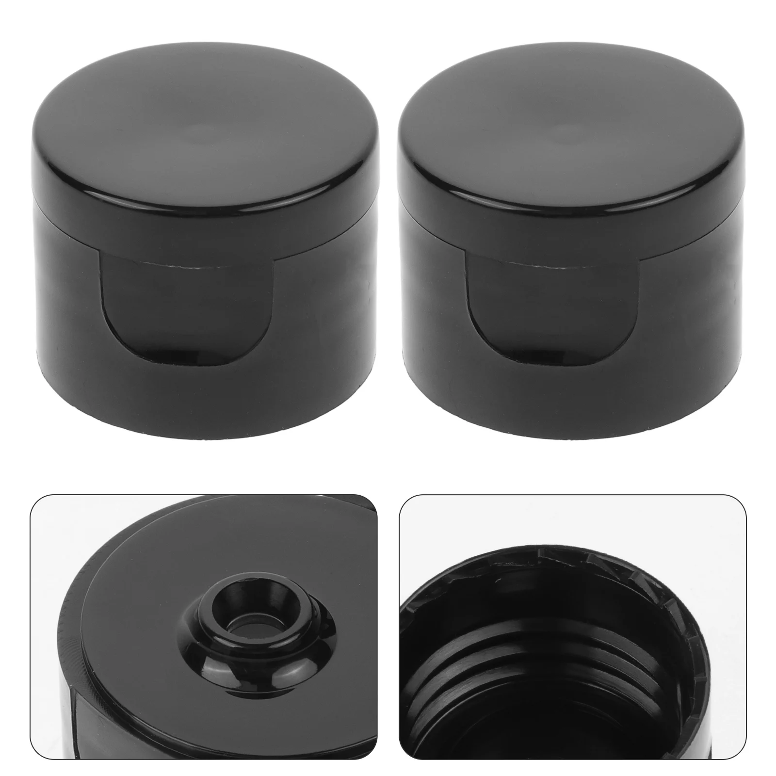 

50pcs Black Glossy Bottle Cap 24mm Plastic Lotion Pressing Lid Shampoo Body Wash Cream Serum Refill Bottle