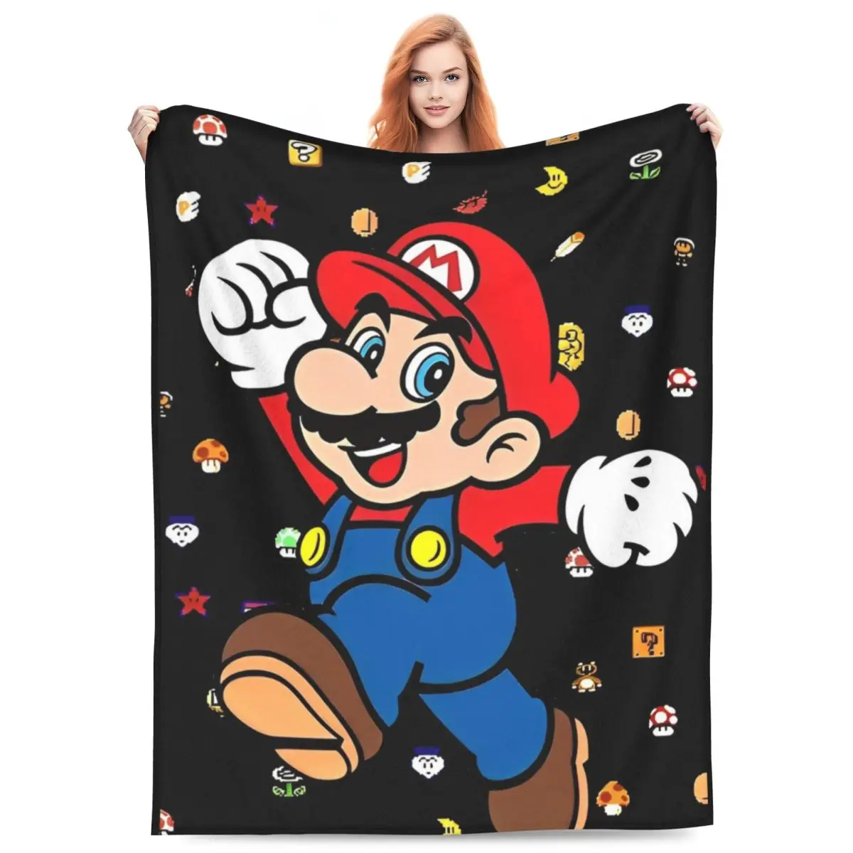 Cartoon M-marioes Blanket Super Soft Novelty Plush Bedding Throws For Couch Bed Travel Flannel Bedspread Bed Cover