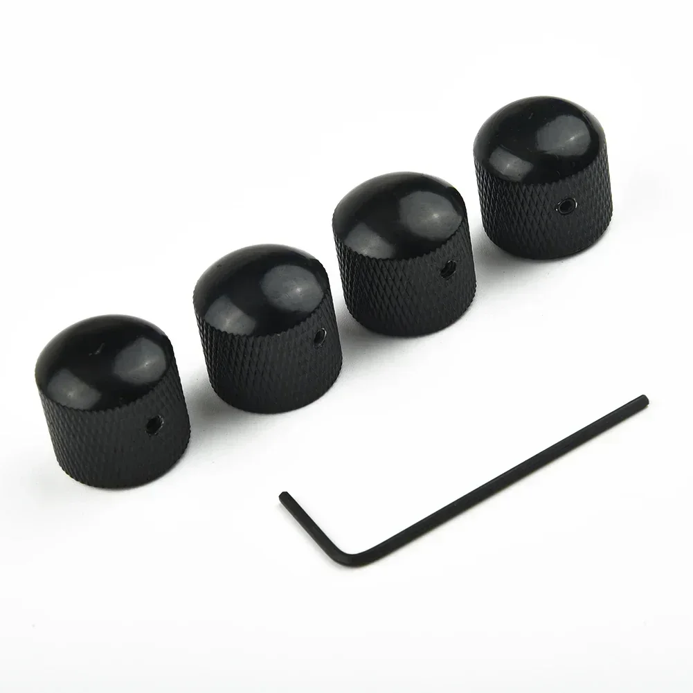 4 X Black Knob===Professional==Guitar Accessories===For Bass/Telecaster===Guitars Domed Knurled Volume Tone Knob