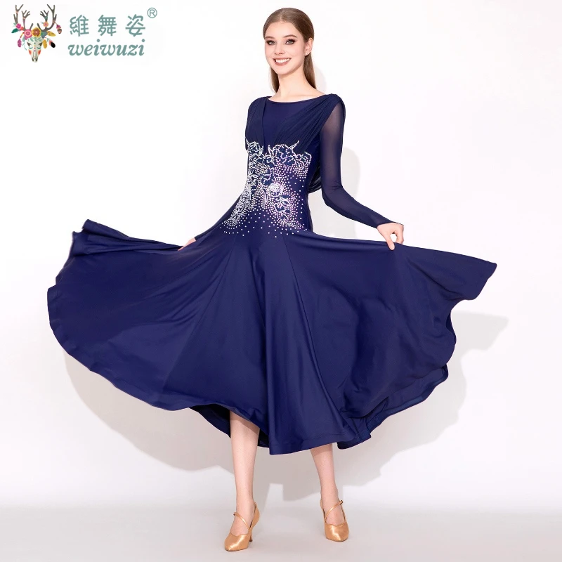 Ballroom Dance Long Sleeves Professional Practise Dresses for Women Adult Waltz Foxtrot Tango Competition Clothing Customize