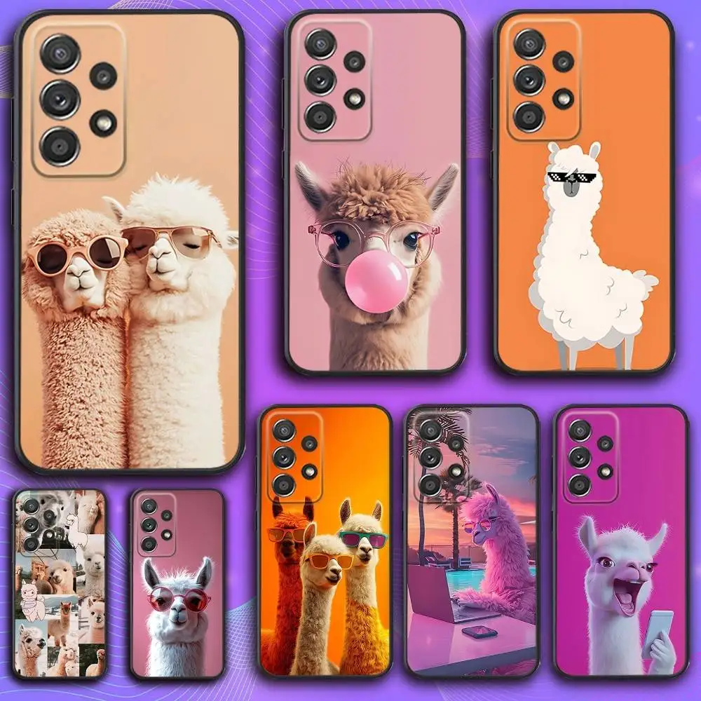 

Funny Animals A-Alpaca Phone Case For Samsung S 25,24,23,22,30,21,10,9,Ultra,Plus,Lite,FE,4,5 G Soft Black Case