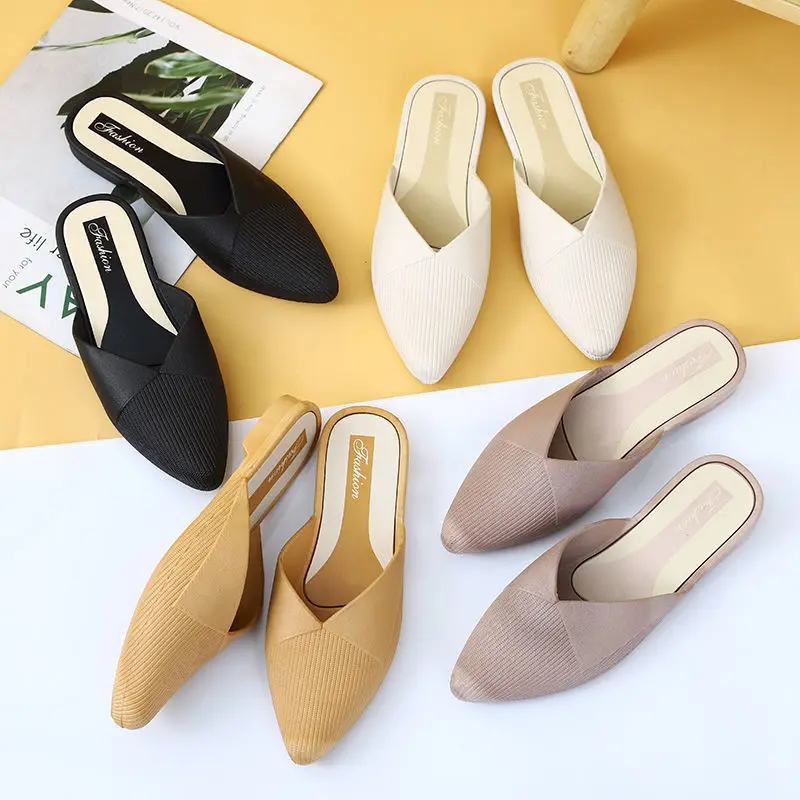 Slippers Women's Summer New Half Slippers Student Flat Casual Non-slip Sandals and Slippers Women Zapatos De Mujer