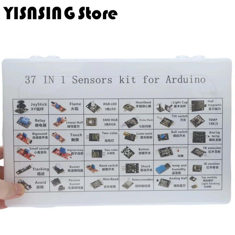 37 in 1 Sensor Kits For Arduino Starters Sensor Kit Contain RGB Joystick Photosensitive Rotary Encoder Obstacle Avoidance